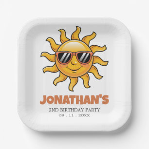 Happy Yellow Sun with Sunglasses Birthday Party    Paper Plates