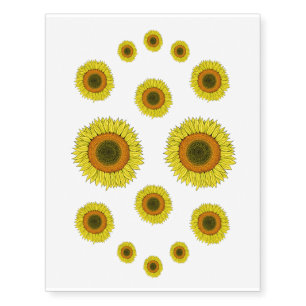 Happy Yellow Sunflower Temporary Tattoos