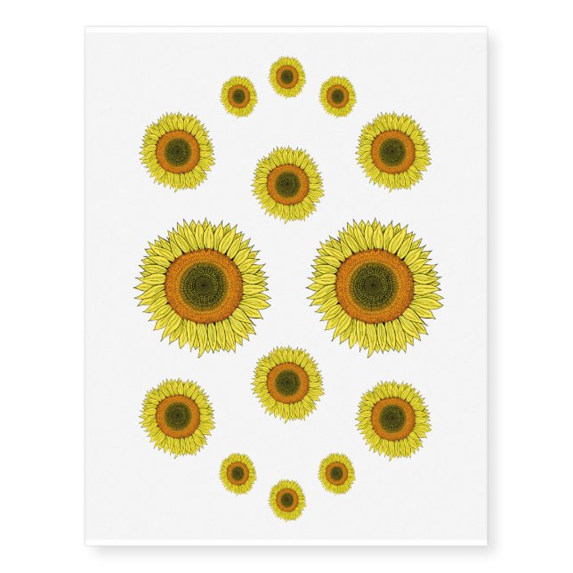 Happy Yellow Sunflower Temporary Tattoos (Front)