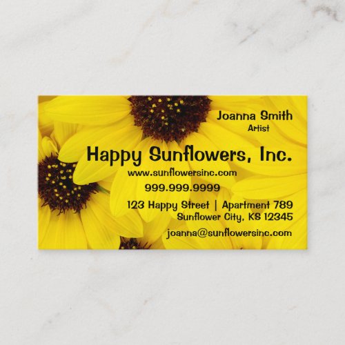 Happy Yellow Sunflowers Business Card