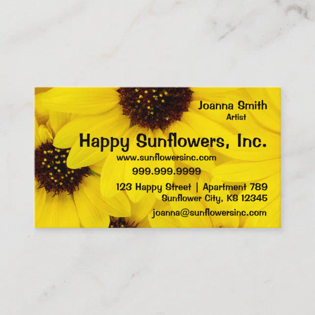 Happy Yellow Sunflowers Business Card | Zazzle