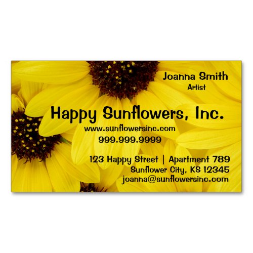 Happy Yellow Sunflowers Business Card Magnet