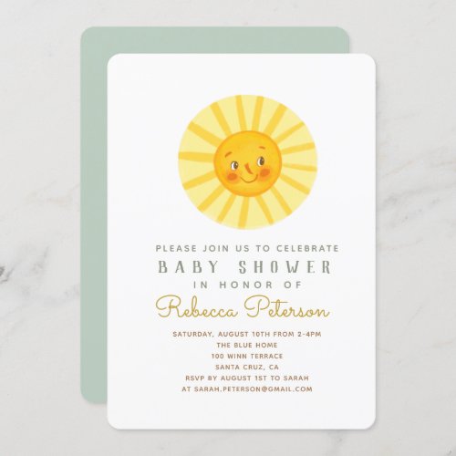 Happy Yellow Sunshine Baby Shower Invitation