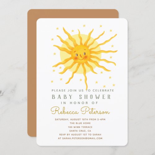 Happy Yellow Sunshine Baby Shower Invitation