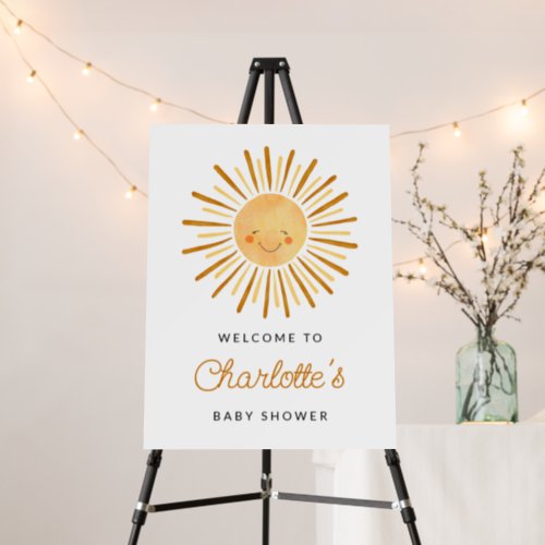 Happy Yellow Sunshine Baby Shower Welcome Sign