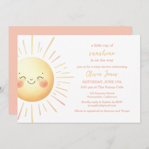 Happy Yellow Sunshine Cute Boho Baby Shower  Invitation