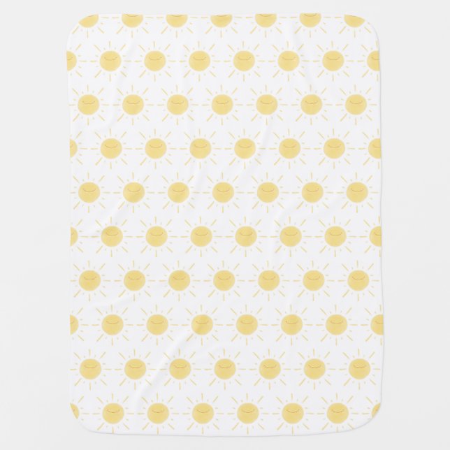 Happy Yellow Sunshine Cute Sun Illustration Baby Blanket (Front)