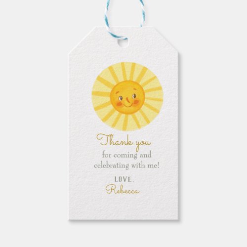 Happy Yellow Sunshine thank you Gift Tags