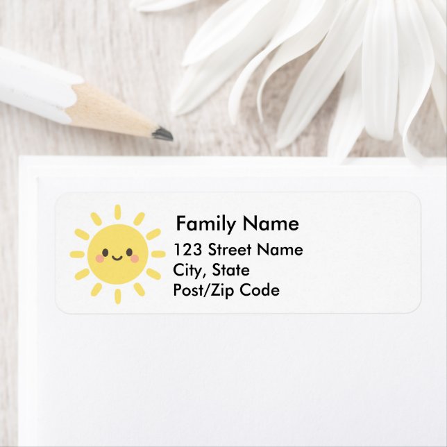 Happy Yellow Sunshine with a Smiling Face  Label (Insitu)