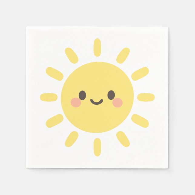 Happy Yellow Sunshine with a Smiling Face  Napkins (Front)