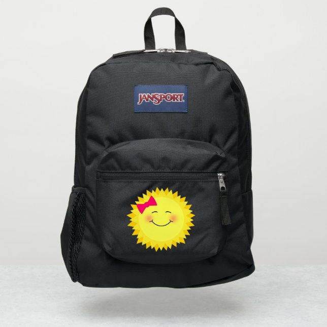 Happy Yellow Sunshine with Pink Bow JanSport Backpack (Front)