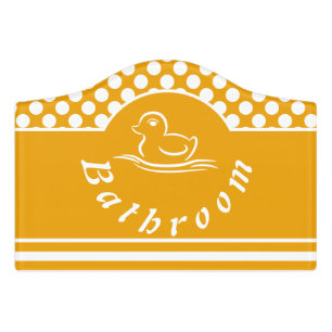 Happy Yellow & White Duck Bathroom Door Sign
