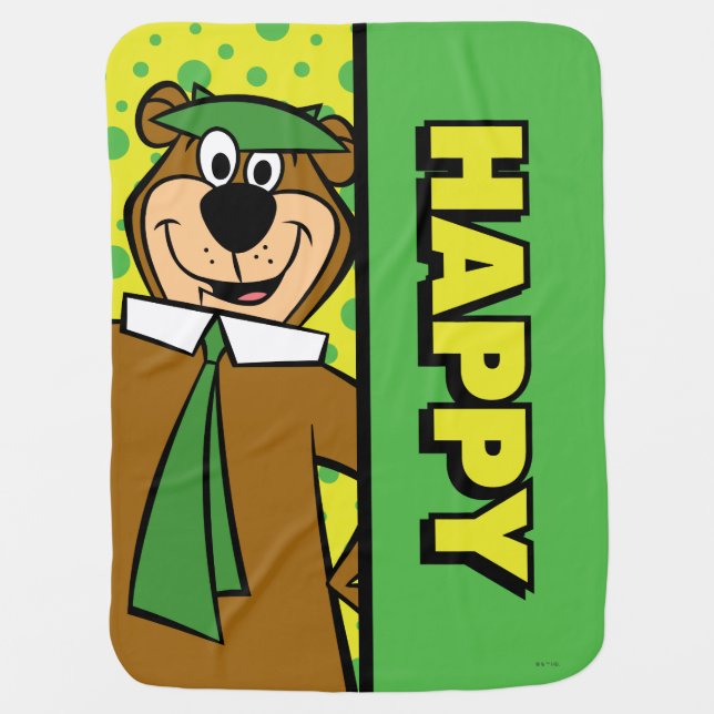Happy Yogi Bear Baby Blanket (Front)
