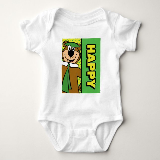Happy Yogi Bear Baby Bodysuit (Front)