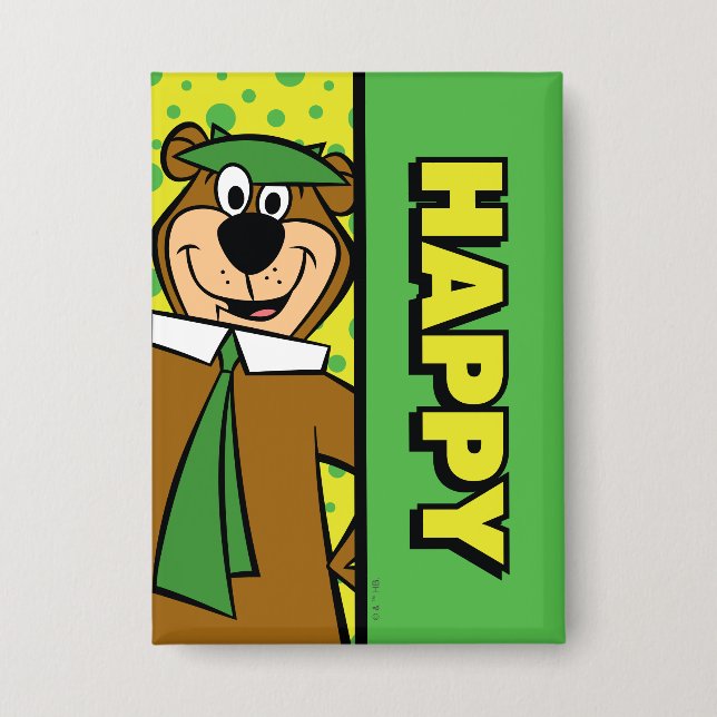 Happy Yogi Bear Button (Front)