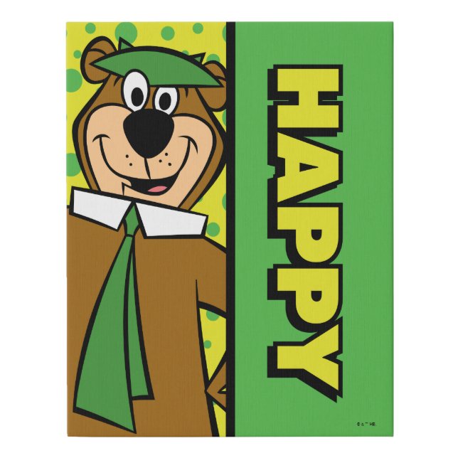 Happy Yogi Bear Faux Canvas Print (Front)