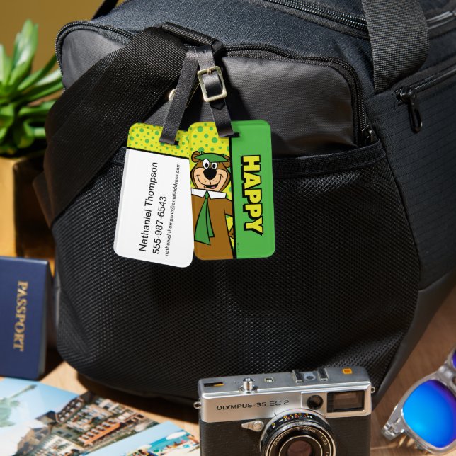 Happy Yogi Bear Luggage Tag (Front & Back)
