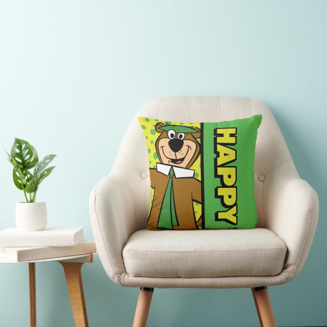 Happy Yogi Bear Throw Pillow (Chair)