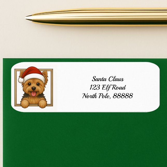 Happy Yorkie Christmas Return Address Label (Creator Uploaded)