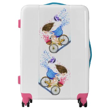 Happy Young Girl On A Bike - Romantic Love Hearts  Luggage by Migned at Zazzle