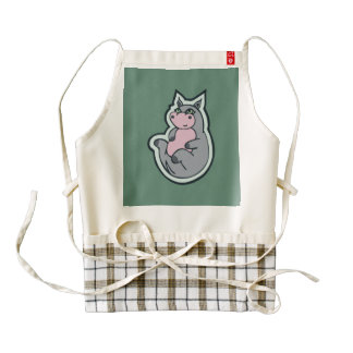 Happy Young Gray Hippo Teal Drawing Design Zazzle HEART Apron