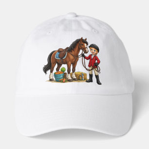 Happy Young Rider With Beautiful Horse Cartoon T-S Hat