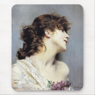 Happy Young Woman (by Giovanni Boldini) Mouse Pad