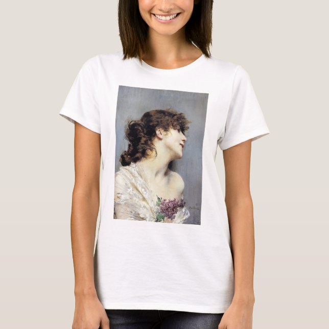 Happy Young Woman (by Giovanni Boldini) T-Shirt (Front)