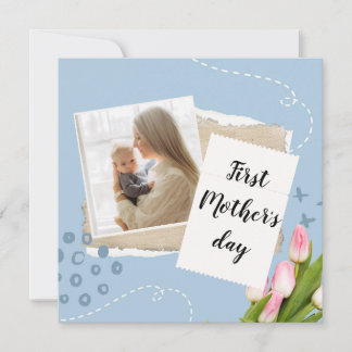 Happy Your First Mother's Day Flower Photo Greetin Holiday Card