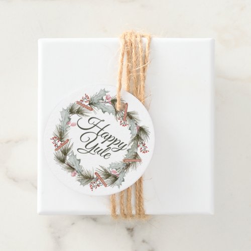 Happy Yule Round Gift Tags