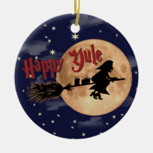 Happy Yule Witch Xmas Ornaments