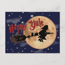 Happy Yule Witch Xmas Postcard