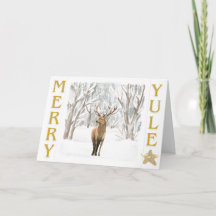 Happy Yule Woodland Scene Folded Greeting Card