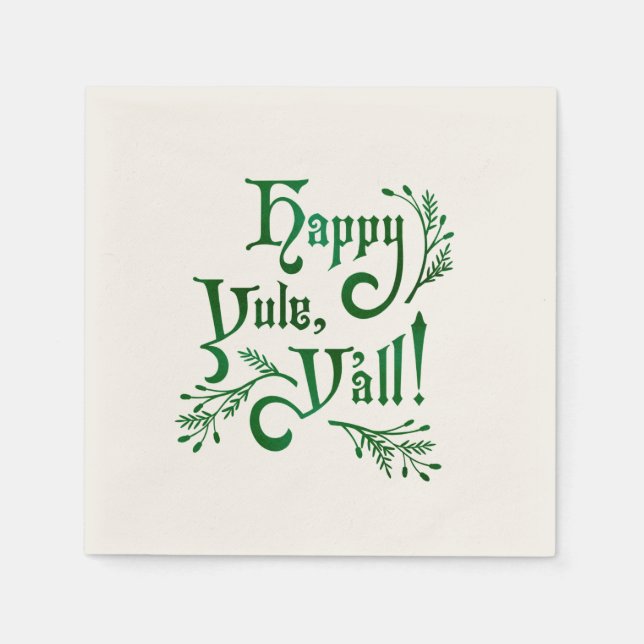 Happy Yule Yall Southern Christmas Pagan Napkins (Front)