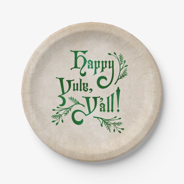 Happy Yule Yall Southern Christmas Pagan Paper Plates (Front)