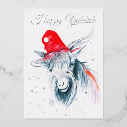 Happy Yuletide Christmas Goat Holiday Card