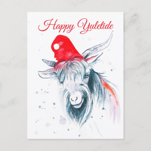 Happy Yuletide Christmas Goat Holiday Postcard