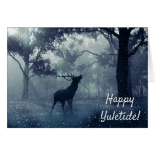 Happy Yuletide Winter Stag in a Forest Cards