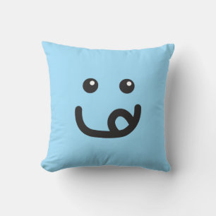 Happy Yummy Face_baby blue Throw Pillow