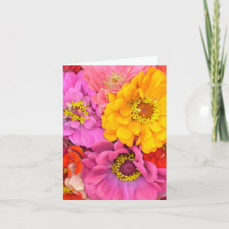 Happy Zinnias Blank Note Card