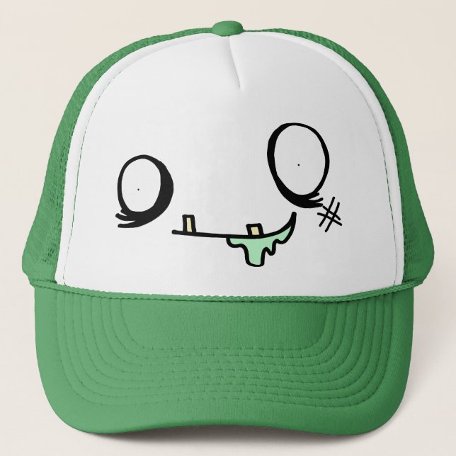 Happy Zombie Face Trucker Hat (Front)