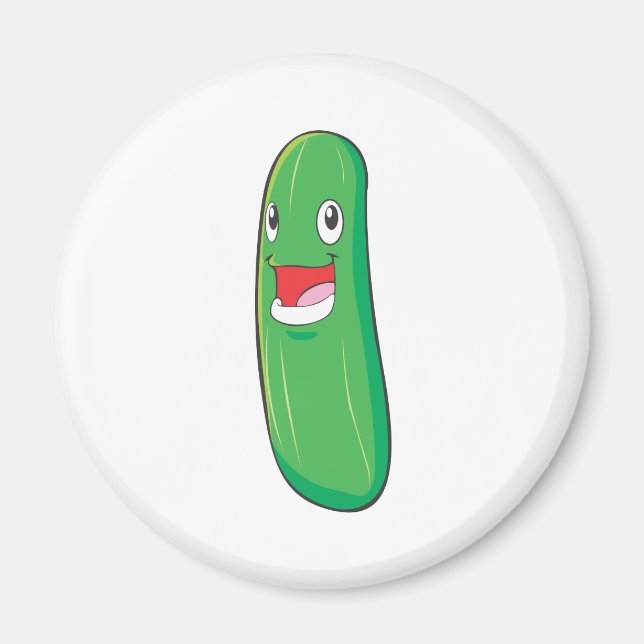 Happy Zucchini Vegetable Cartoon Magnet (Front)
