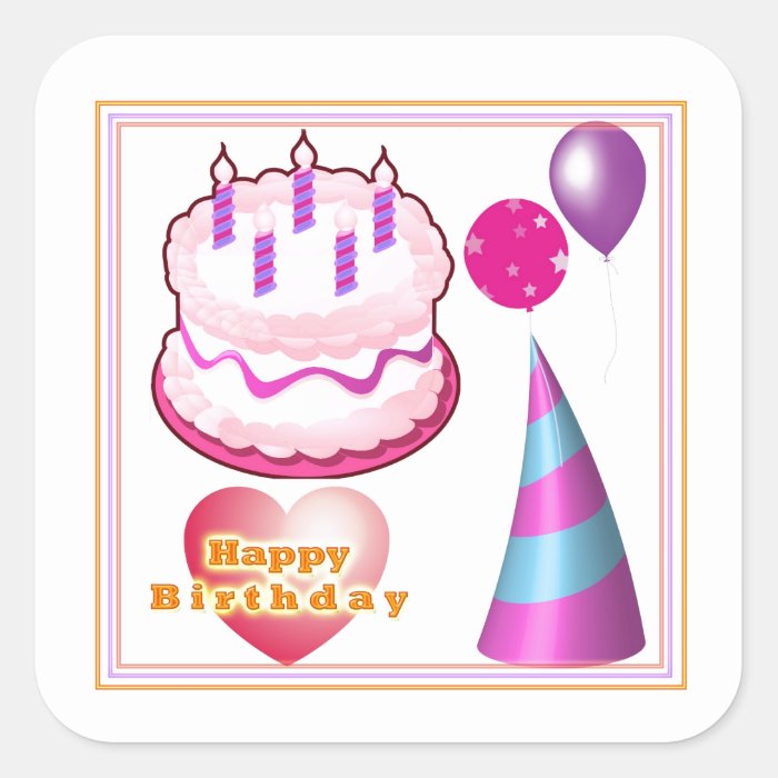 HappyBIRTHDAY Cake Balloon Decorations Stickers