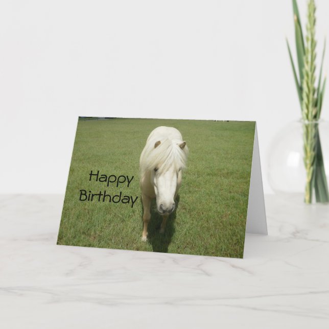 HappyBirthday White Pony Card (Front)