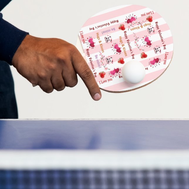 HappyValentine's Day Ping Pong PaddleCouple Hearts Ping Pong Paddle (Insitu)