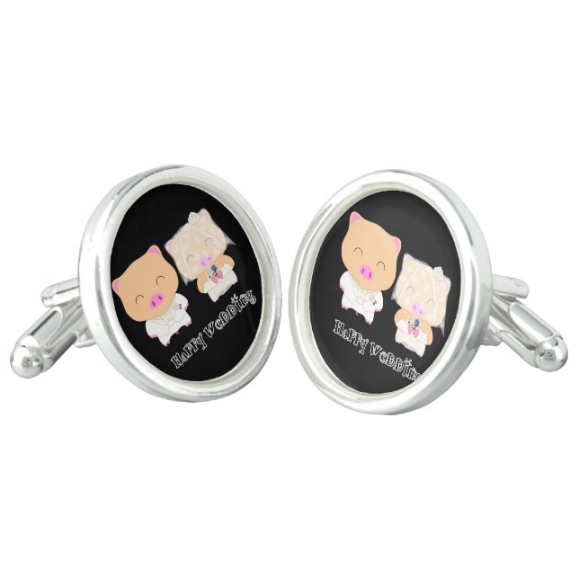 HappyWedding Cufflinks (Angled)