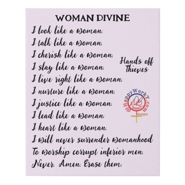 Happyworkt WOMAN DIVINE Faux Canvas Print (Front)