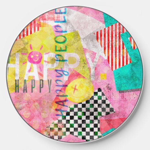 Hapry people modern art collage cool design wireless charger 