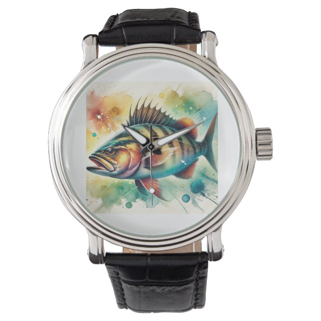Hapuku Fish 130624AREF122 - Watercolor Watch (Front)