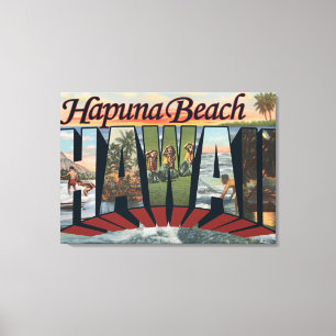 Hapuna Beach, Hawaii - Large Letter Scenes Canvas Print